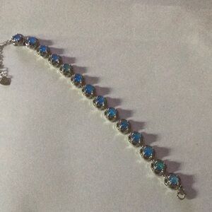Elegant Silver and Blue opal Bracelet